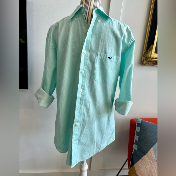 Vineyard Vines Slim Fit Tucker Shirt • Men’s M • Seafoam / Mint Whale Logo - Picture 1 of 8